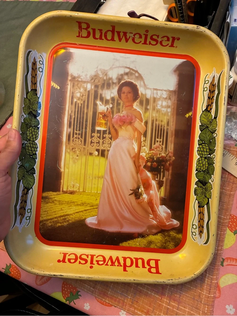 Budweiser Yellow and Pink Decorative Women’s Bath & Body Tray